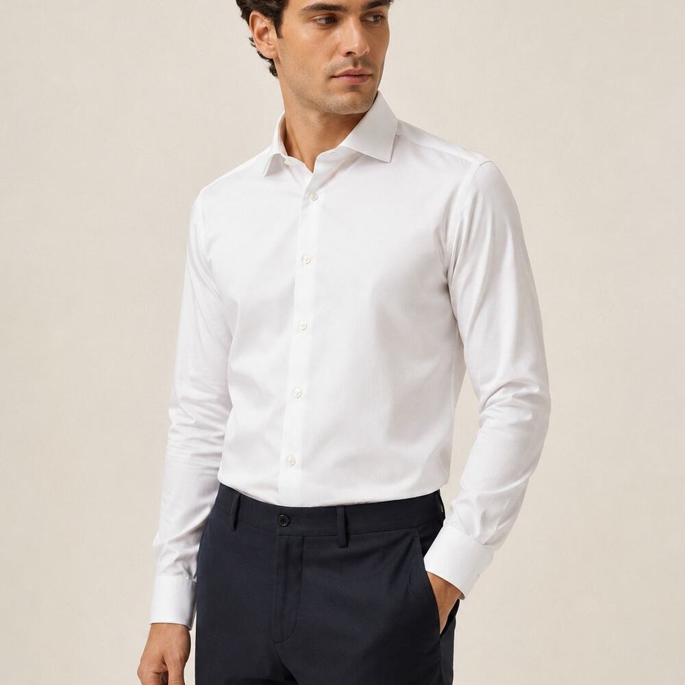 Carolina Herrera Men's White Dress Shirt 100% Cotton size 16
